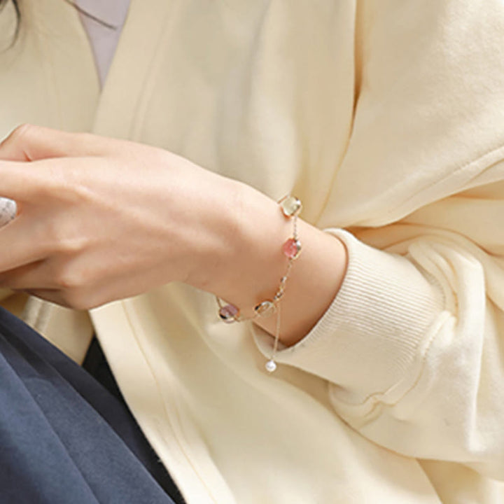 Buddha Stones Colorful Crystal Amethyst Strawberry Quartz Balance Bracelet - image 16