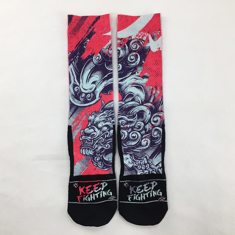 Buddha Stones Casual PiXiu Micro Crew Men's Socks - Tomato - One Size Fits Most (US 6.5-10.5,EU 38-44,UK/AU 6-10.5,AISA 24.5-28cm) - image 0