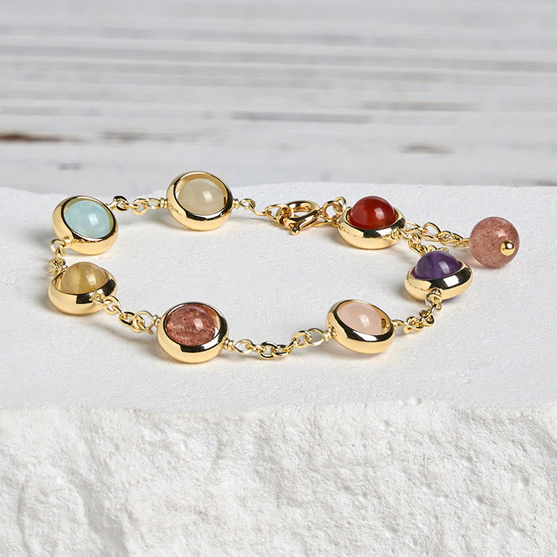 Buddha Stones Colorful Crystal Amethyst Strawberry Quartz Balance Bracelet - image 2