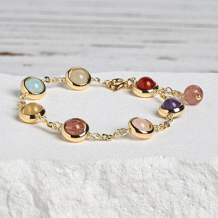 Buddha Stones Colorful Crystal Amethyst Strawberry Quartz Balance Bracelet - image 2