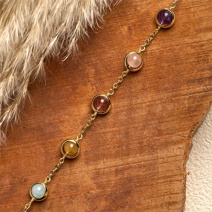 Buddha Stones Colorful Crystal Amethyst Strawberry Quartz Balance Bracelet - image 14