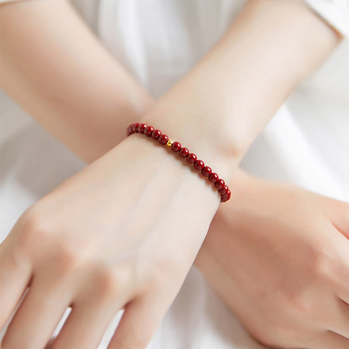 Buddha Stones 999 Gold Cinnabar Simple Design Concentration Bracelet - image 2
