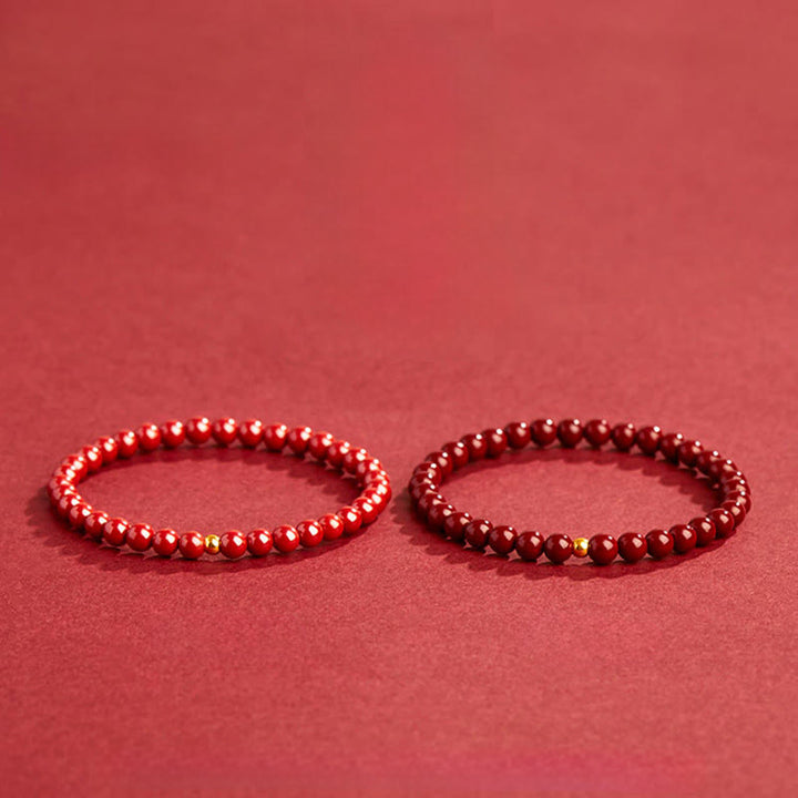 Buddha Stones 999 Gold Cinnabar Simple Design Concentration Bracelet - image 13