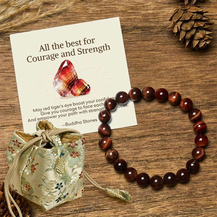 Buddha Stones "All the Best for Love and Harmony" Stone Quartz Bracelet Includes Gift Message Card - 8mm - Red Tiger Eye - Deluxe Gift Bag (+$12.59) - image 59