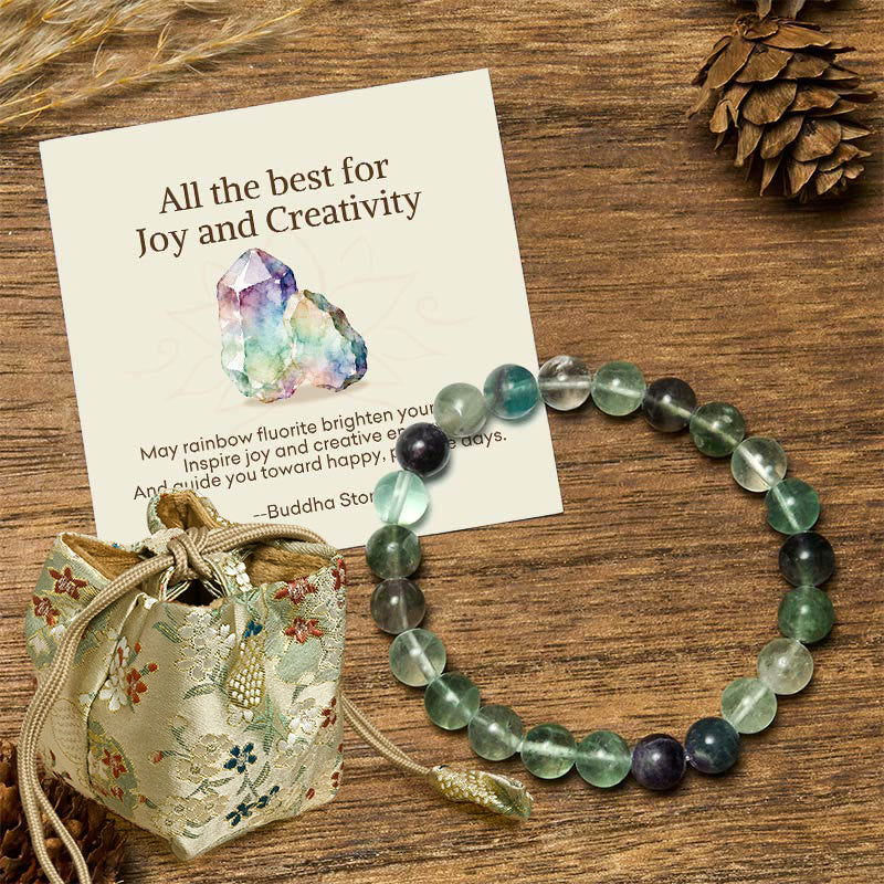Buddha Stones "All the Best for Love and Harmony" Stone Quartz Bracelet Includes Gift Message Card - 8mm - Fluorite - Deluxe Gift Bag (+$12.59) - image 71