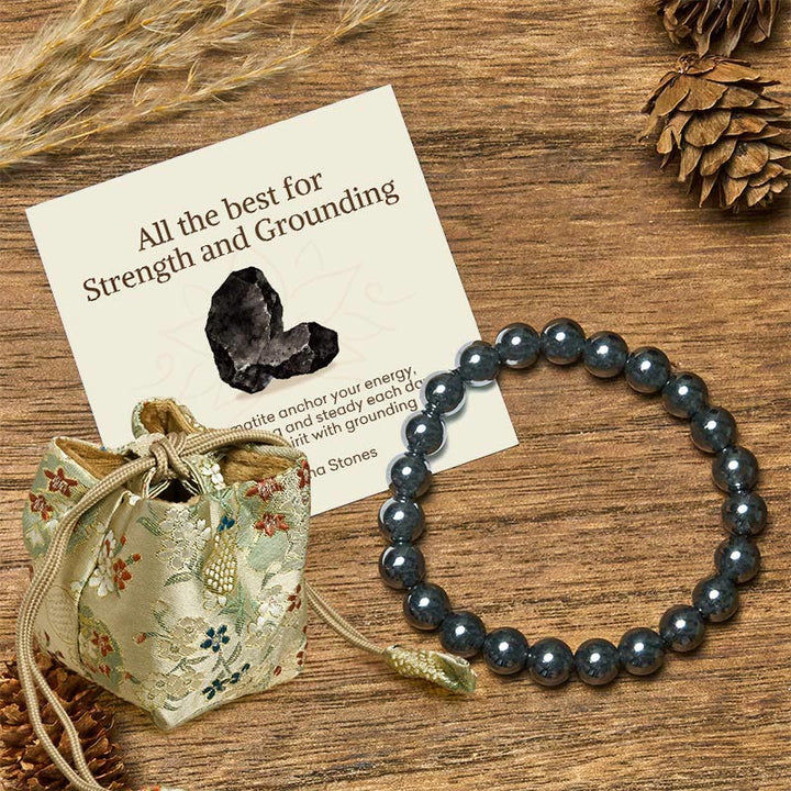 Buddha Stones "All the Best for Love and Harmony" Stone Quartz Bracelet Includes Gift Message Card - 8mm - Hematite - Deluxe Gift Bag (+$12.59) - image 77