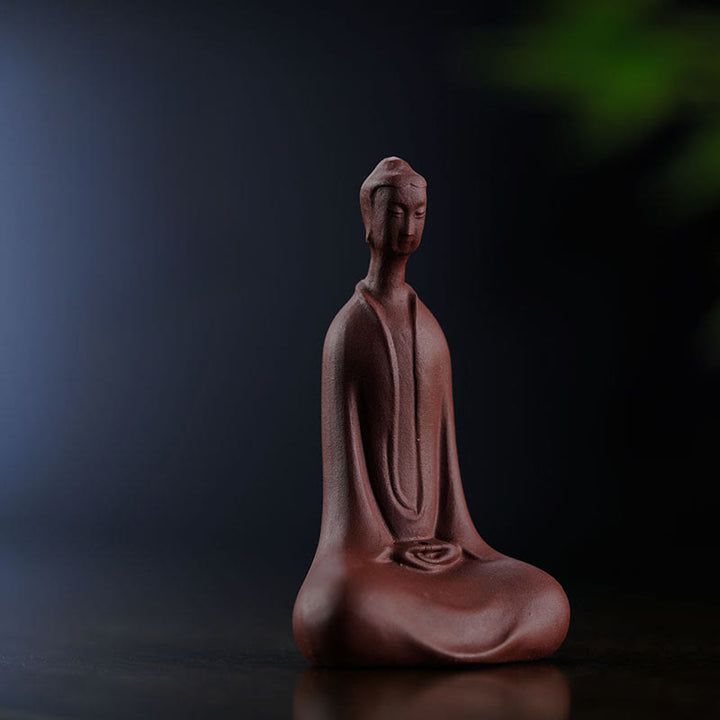 Buddha Stones Formless Buddha Purple Clay Serenity Home Desk Decoration 5.7*9.6 cm - Buddha 5.7*9.6 cm - image 0