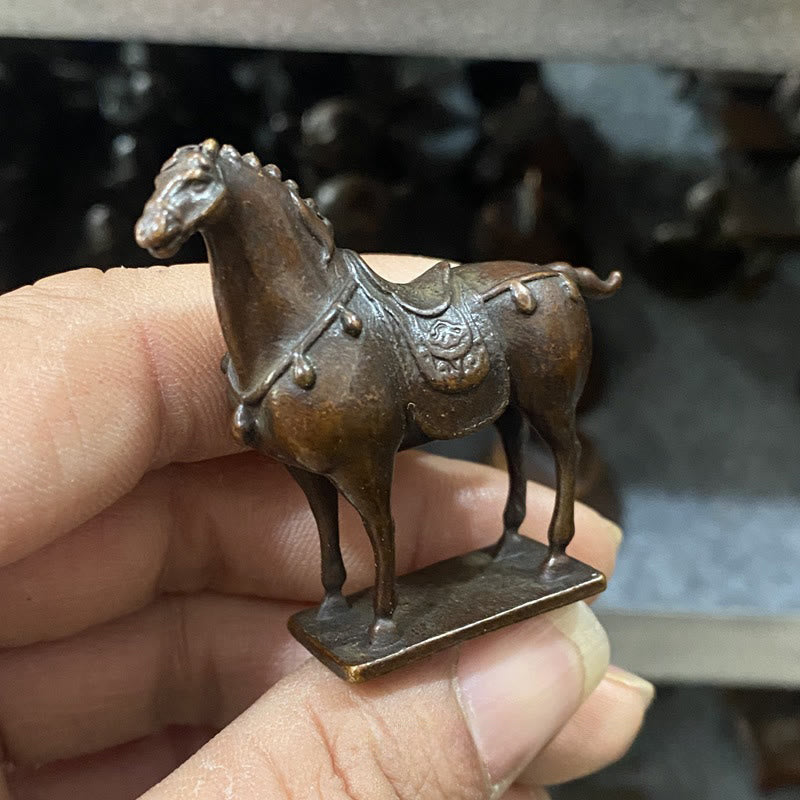 Buddha Stones Ancient Brown Year of the Horse Alloy Home Decoration 5.8*4.7 cm - image 1