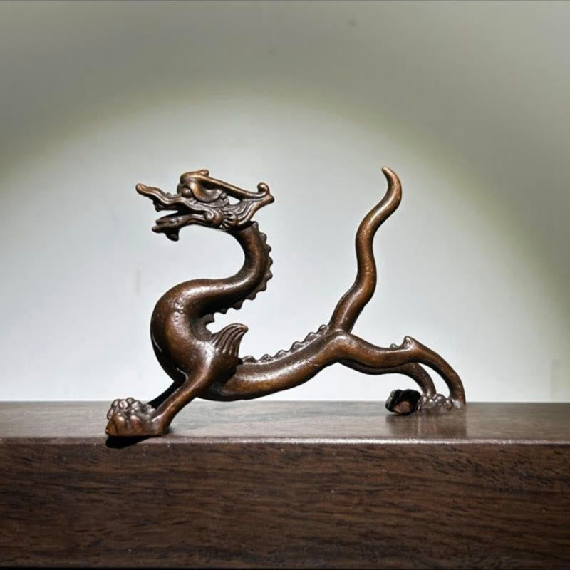 Buddha Stones Mini Dragon Alloy Luck Protection Home Decoration 7.6*2.5*5.4 cm - image 1