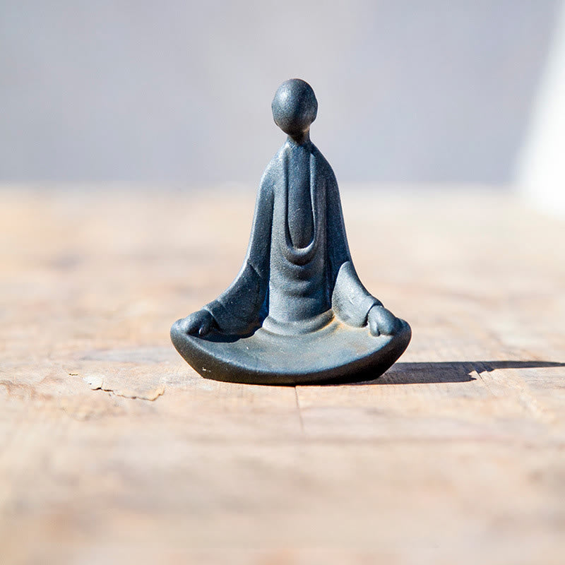 Buddha Stones Handmade Sitting Formless Buddha Iron Powder Rust Cast Resin Statue Decoration - Buddha 9.5*7.5*5.5 cm - image 0