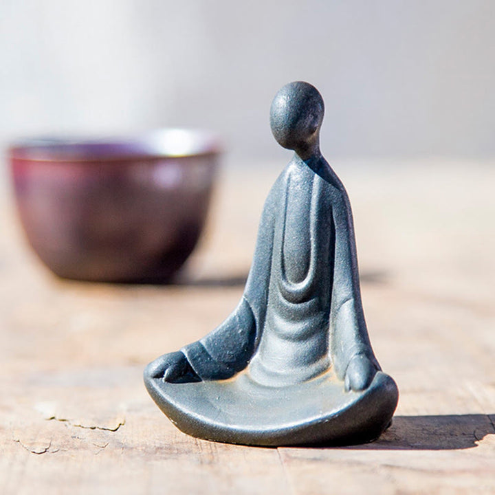 Buddha Stones Handmade Sitting Formless Buddha Iron Powder Rust Cast Resin Statue Decoration - image 2