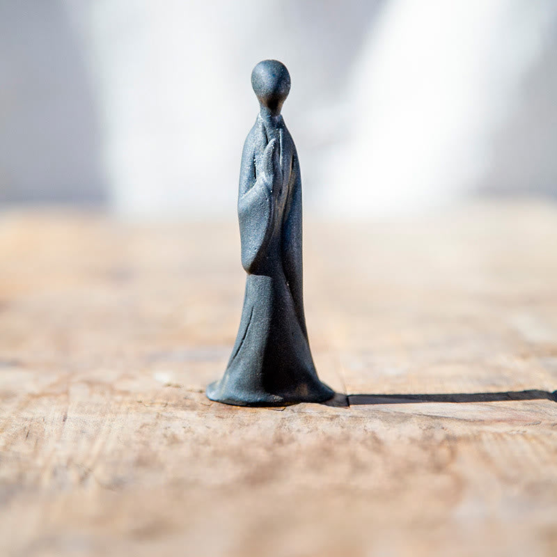 Buddha Stones Handmade Standing Formless Buddha Iron Powder Rust Cast Resin Statue Decoration - Buddha 11*4*5 cm - image 0