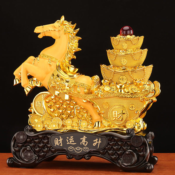 Buddha Stones  "Good Fortune" Year of the Horse Treasure Bowl Ingots Wealth Resin Home Decoration - image 26