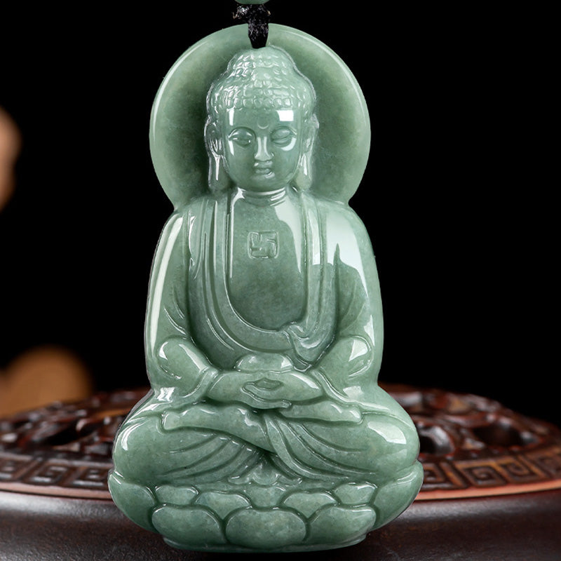 Buddha Stones Amitabha Buddha Jade Amulet Compassion String Necklace - image 6