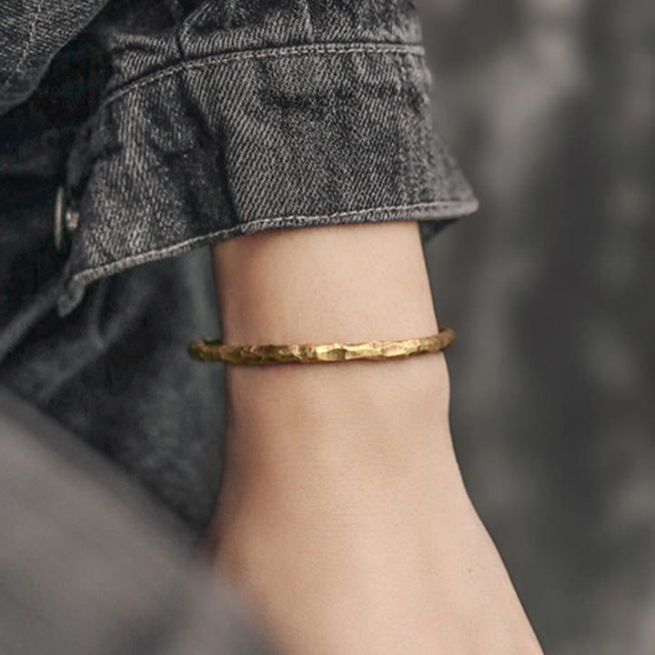 Tibetan Bump Texture Copper Luck Cuff Bracelet Bangle - image 9