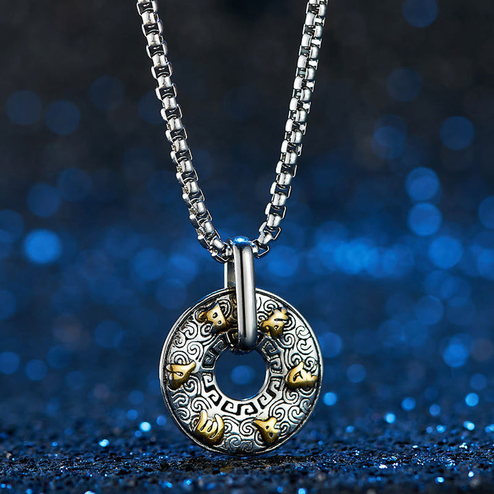 Buddha Stones Tibetan Om Mani Padme Hum Peace Buckle Creativity Necklace Pendant - image 4