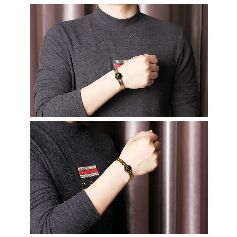 Buddha Stones Yin Yang Lotus Om Mani Padme Hum Mantra Titanium Steel Harmony Bracelet Bangle - image 9