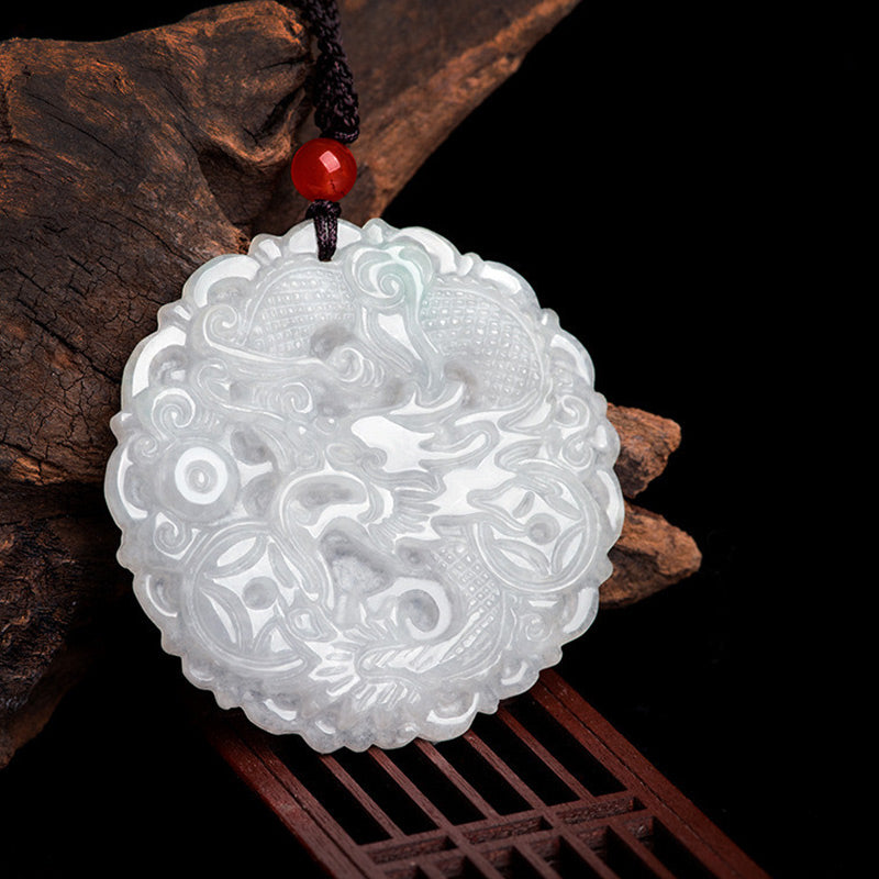 Buddha Stones White Jade Dragon Protection Necklace String Pendant - image 2