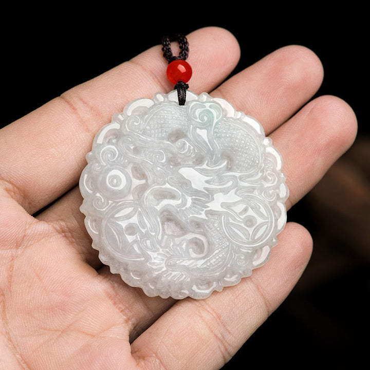 Buddha Stones White Jade Dragon Protection Necklace String Pendant - image 4