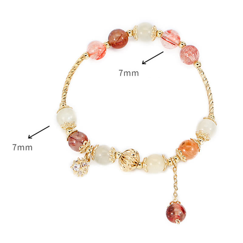 Colorful Rutilated Quartz Cat Eye Zircon Auspiciousness Bead Bracelet - image 10