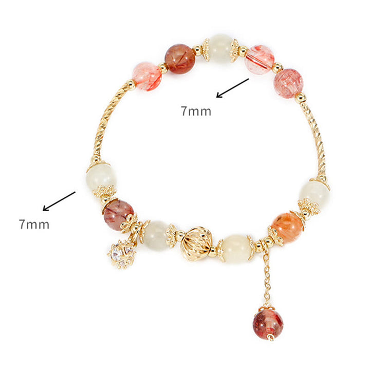 Colorful Rutilated Quartz Cat Eye Zircon Auspiciousness Bead Bracelet - image 10