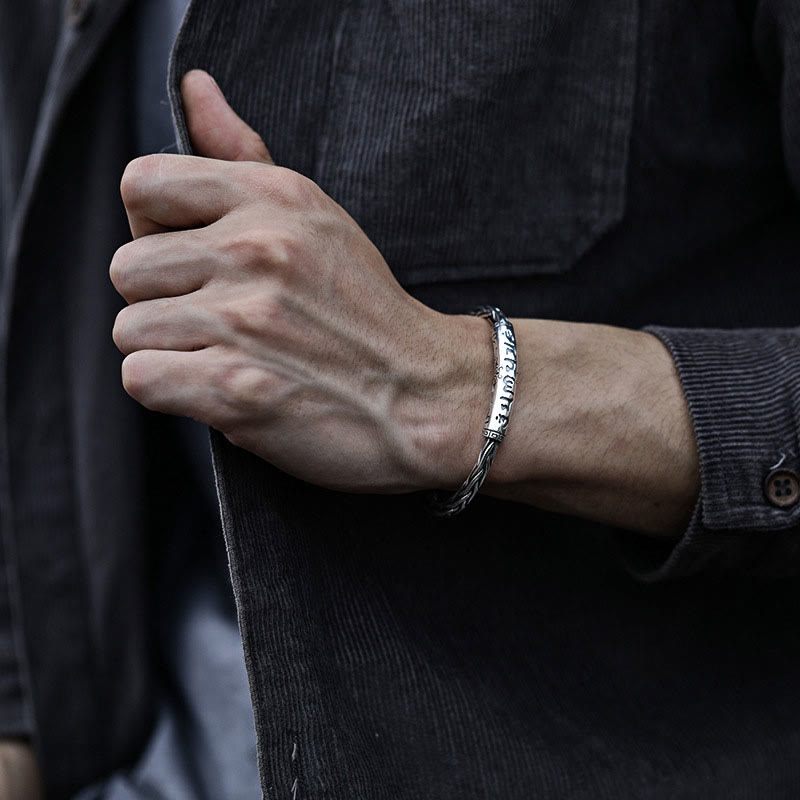 Buddha Stones Tibet Om Mani Padme Hum Engraved Focus Cuff Bracelet Bangle - image 6