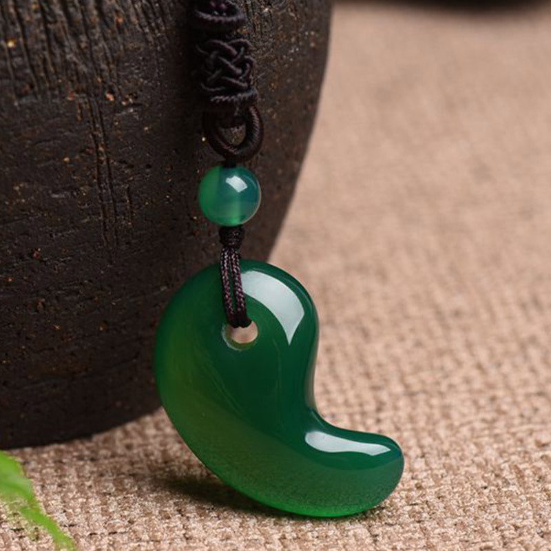 Red Agate Green Agate Moon Pattern Confidence Calm Necklace - image 8