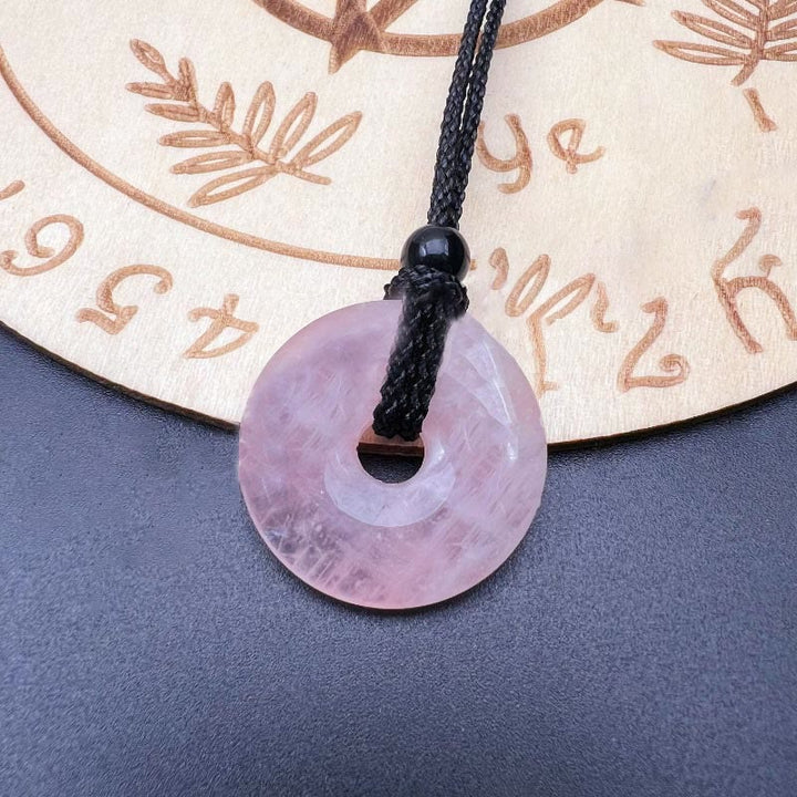 Buddha Stones Natural Lucky Coin Peace Buckle Pendant Healing Crystal Gemstone Necklace