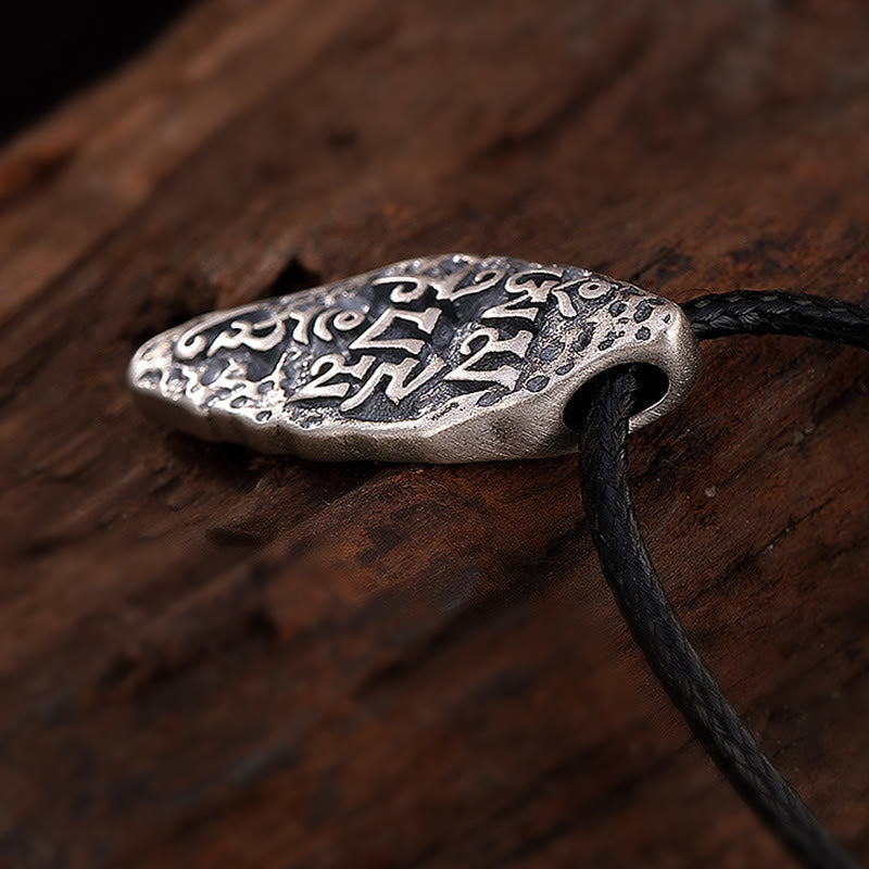 Buddha Stones Tibetan 925 Sterling Silver Om Mani Padme Hum Dorje Vajra Engraved Strength Necklace Pendant - image 6