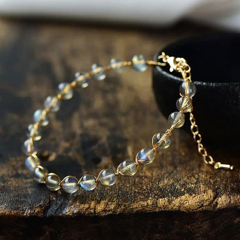 Buddha Stones Natural Moonstone 14K Gold Plated Healing Positive Bracelet - Moonstone - image 0