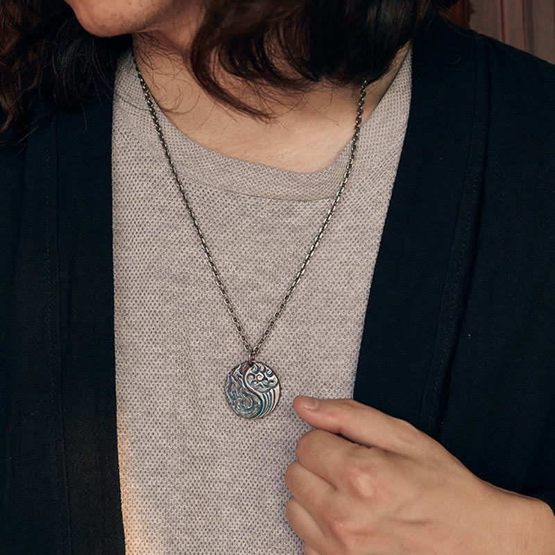 Buddha Stones 990 Sterling Silver Yin Yang Water and Fire Balance Necklace Pendant - image 10