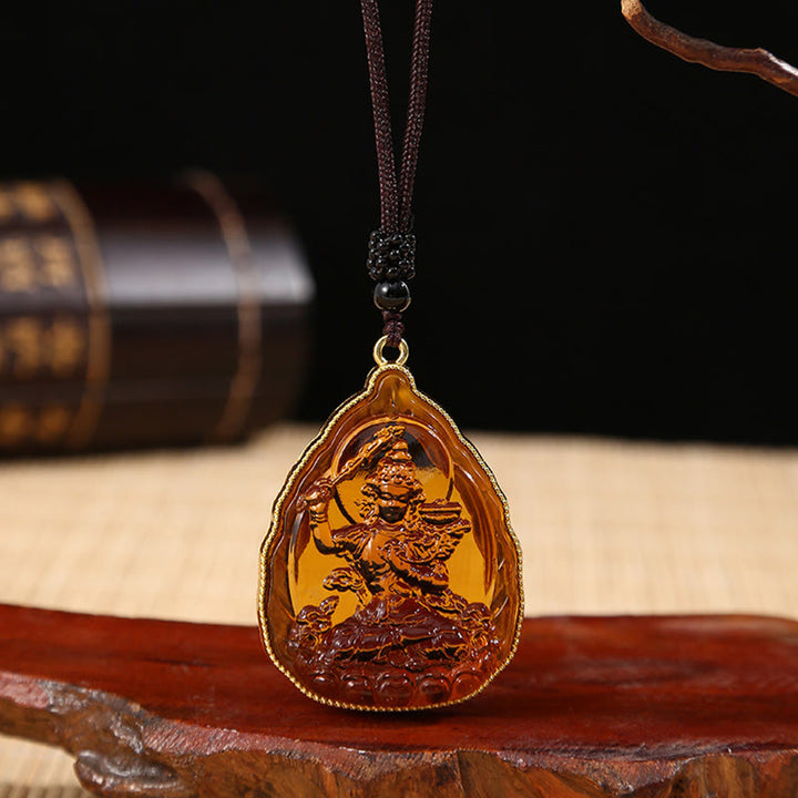 Tibetan Buddha Liuli Crystal Serenity Necklace Pendant - Orange Buddha - image 11