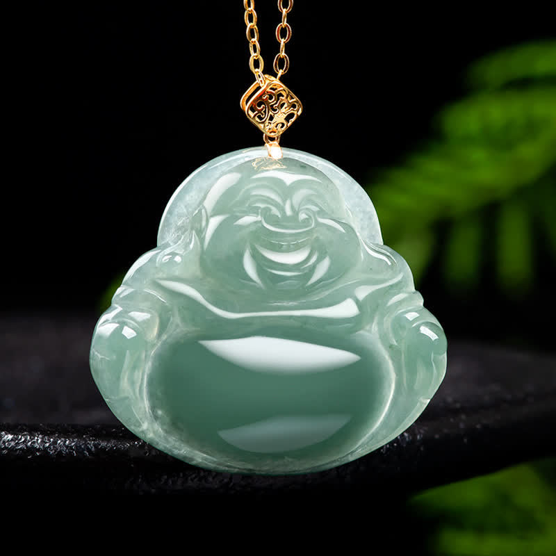 Laughing Buddha Natural Jade Prosperity Abundance Necklace Pendant - image 6