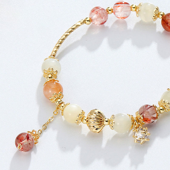 Colorful Rutilated Quartz Cat Eye Zircon Auspiciousness Bead Bracelet - image 8
