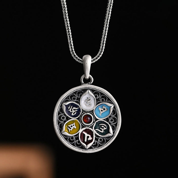 Buddha Stones Tibetan Om Mani Padme Hum Purity Necklace Pendant - Om Mani Padme Hum(Love♥Focus) - image 1