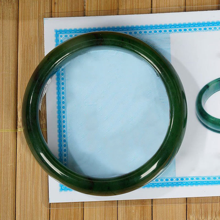 Natural Hetian Cyan Jade Happiness Success Bracelet Bangle - image 11