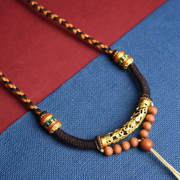 Buddha Stones Tibetan Handmade King Kong Knot Om Mani Padme Hum Prayer Wheel String Necklace Pendant - image 5