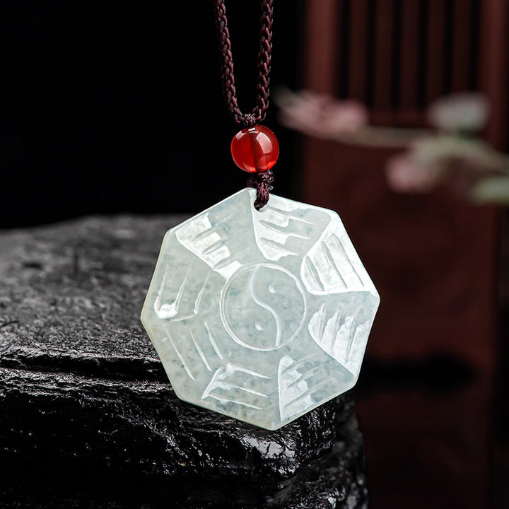 Natural Jade Bagua Yin Yang Luck Necklace Pendant - Jade (Prosperity ♥ Abundance) - image 1