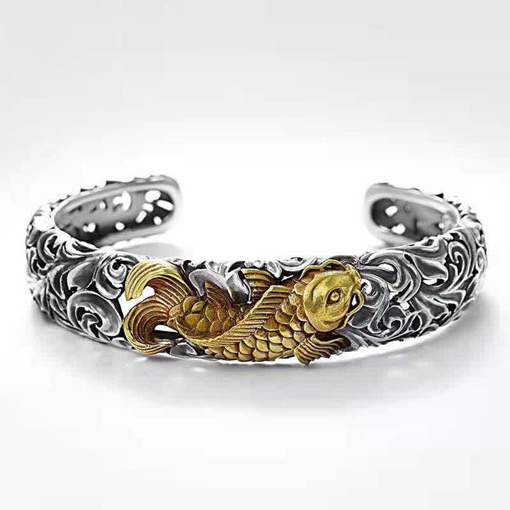 Buddha Stones Koi Fish Grass Pattern Prosperity Wealth Bracelet Bangle - Koi Fish (Luck ♥ Prosperity) - image 1