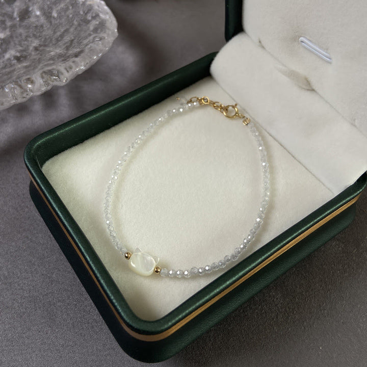 Buddha Stones 14K Gold Plated Black Spinel White Crystal Cute Cat Tridacna Stone Healing Bracelet - image 13