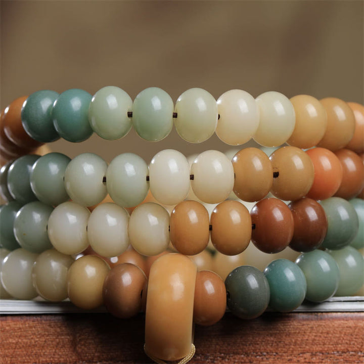 Buddha Stones 108 Mala Beads Gradient Bodhi Seed Buddha Hand Engraved Peace Bracelet - image 3