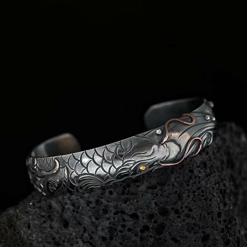 999 Sterling Silver 990 Gold Koi Fish Luck Wealth Success Bracelet Bangle - Koi Fish (Luck ♥ Prosperity) - image 1