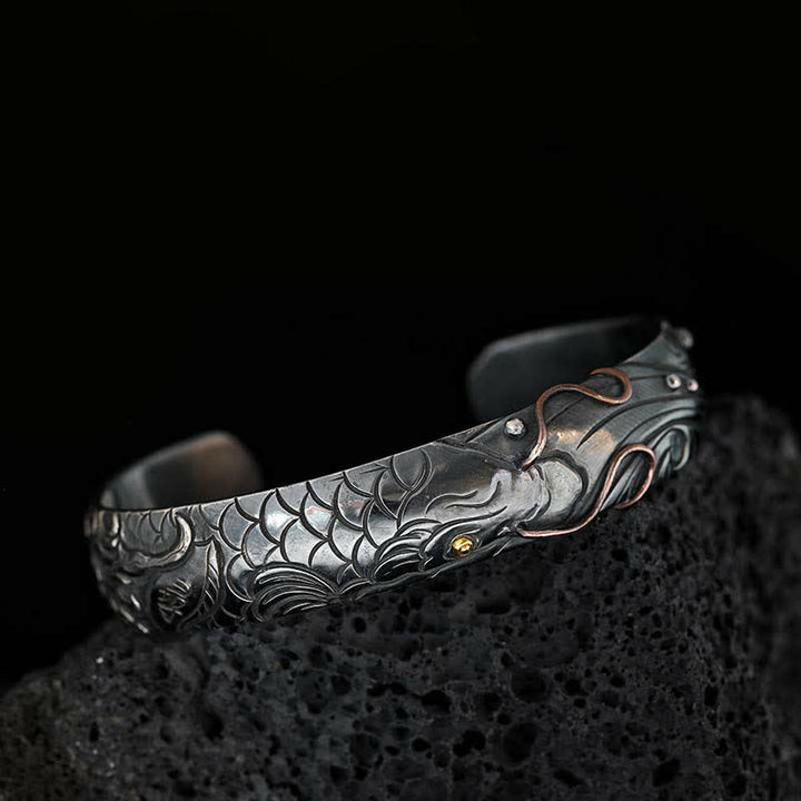 999 Sterling Silver 990 Gold Koi Fish Luck Wealth Success Bracelet Bangle - Koi Fish (Luck ♥ Prosperity) - image 1