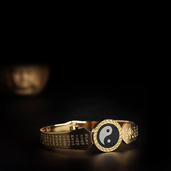 Buddha Stones Yin Yang Lotus Om Mani Padme Hum Mantra Titanium Steel Harmony Bracelet Bangle - image 5