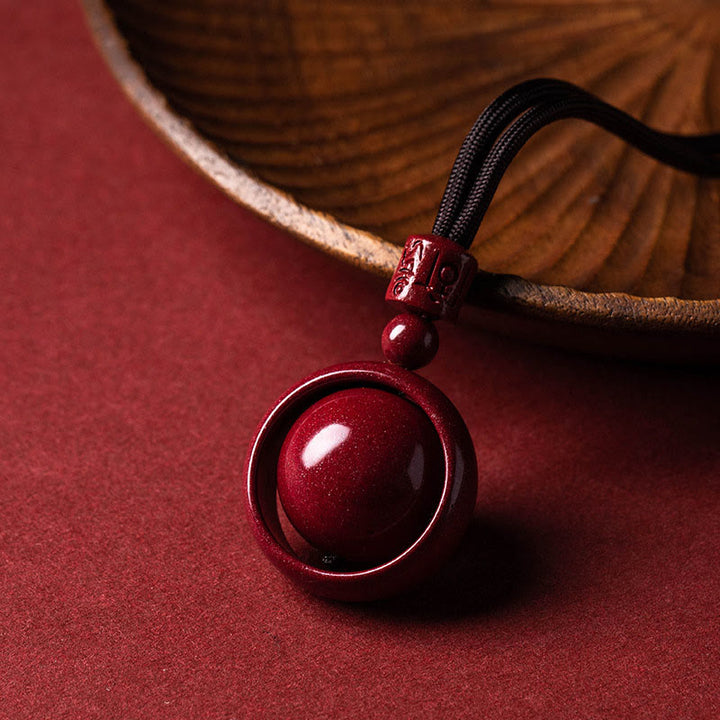 Buddha Stones Cinnabar Om Mani Padme Hum PiXiu Blessing Lucky Bead Necklace Pendant - Om Mani Padme Hum - Brown Rope - image 20