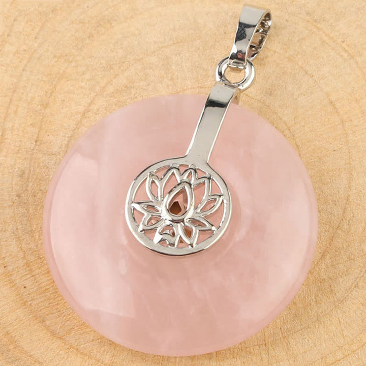 Buddha Stones Various Crystal Amethyst Pink Crystal Lotus Healing Necklace Pendant - image 10