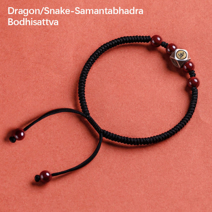 Buddha Stones 925 Sterling Silver Chinese Zodiac Natal Buddha Cinnabar Calm Bracelet - Dragon/Snake-Samantabhadra Bodhisattva - Black(Wrist Circumference 14-18cm) - image 16