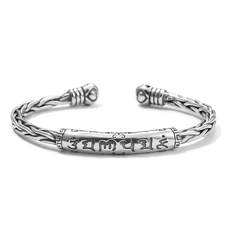 Buddha Stones Tibet Om Mani Padme Hum Engraved Focus Cuff Bracelet Bangle - image 2