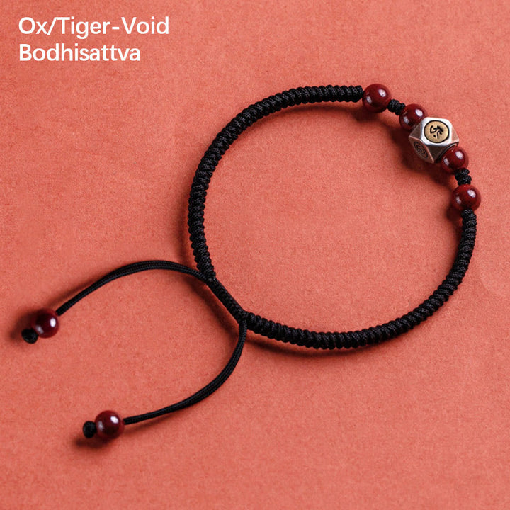 Buddha Stones 925 Sterling Silver Chinese Zodiac Natal Buddha Cinnabar Calm Bracelet - Ox/Tiger-Void Bodhisattva - Black(Wrist Circumference 14-18cm) - image 12