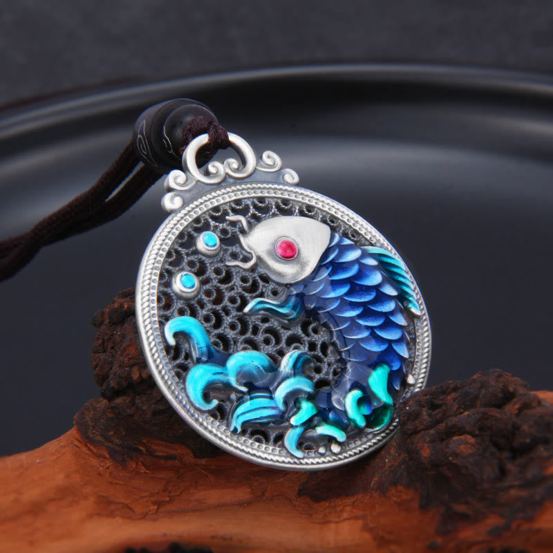 Buddha Stones 999 Sterling Silver Luck Koi Fish Success Prosperity Necklace Pendant - image 2